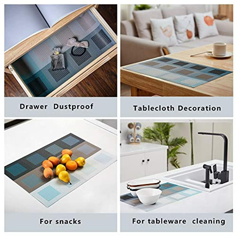 TOP BEAUTY Placemats Set of 6 Woven Vinyl Table Mats PVC Heat Insulation Stain Resistant Non Slip Kitchen Dining Table Decoration TOP BEAUTY Placemats Set of 6 Woven Vinyl Table Mats PVC Heat Insulation Stain Resistant Non Slip Kitchen Dining Table Decoration